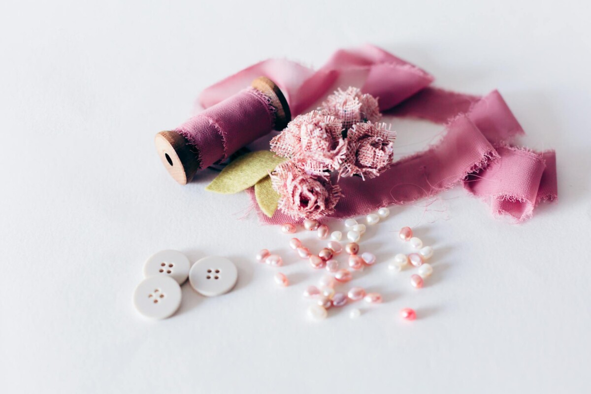 pink ribbon and buttons